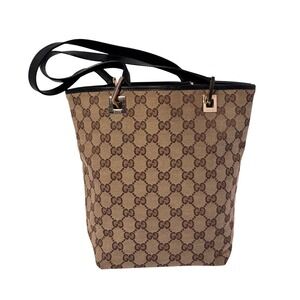 Gucci GG Abbey bucket tote monogram canvas m, silver hdwr vintage 8" x 10" x 4"